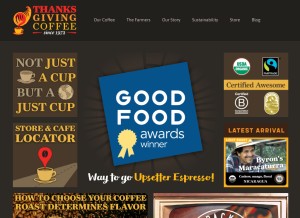 How thanksgivingcoffee.com looks like on a tablet such as an iPad.