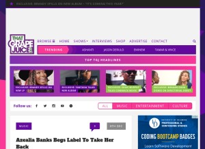 How thatgrapejuice.net looks like on a tablet such as an iPad.