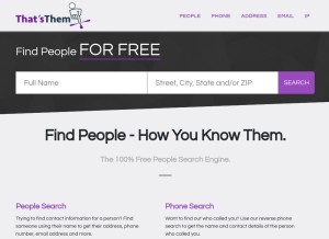 How thatsthem.com looks like on a tablet such as an iPad.