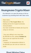 How the-crypto-mixer.online looks like on a mobile device such as an iPhone.