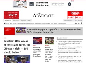 How theadvocate.com looks like on a tablet such as an iPad.