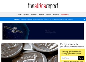 How theafricareport.com looks like on a tablet such as an iPad.