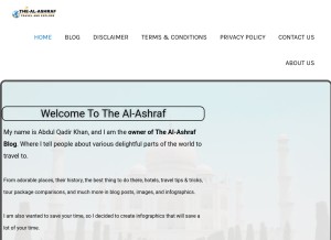 How thealashraf.com looks like on a tablet such as an iPad.