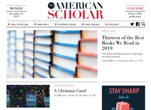 How theamericanscholar.org looks like on a tablet such as an iPad.