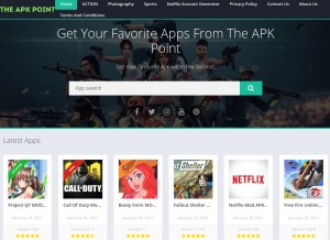 How theapkpoint.com looks like on a tablet such as an iPad.