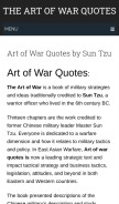 How theartofwarquotes.com looks like on a mobile device such as an iPhone.
