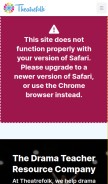 How theatrefolk.com looks like on a mobile device such as an iPhone.