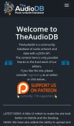 How theaudiodb.com looks like on a mobile device such as an iPhone.