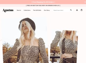 How theazurinastore.com looks like on a tablet such as an iPad.