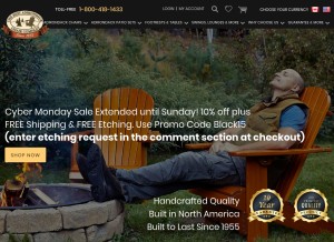 How thebestadirondackchair.com looks like on a tablet such as an iPad.