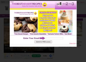 How thebestdessertrecipes.com looks like on a tablet such as an iPad.