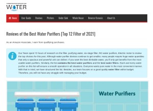 How thebestwaterpurifiers.com looks like on a tablet such as an iPad.
