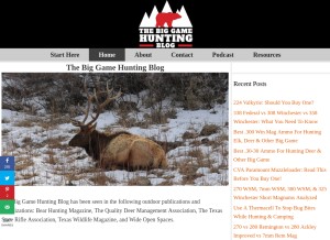 How thebiggamehuntingblog.com looks like on a tablet such as an iPad.