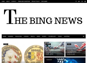 How thebingnews.com looks like on a tablet such as an iPad.