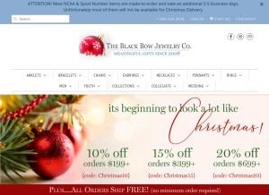 How theblackbow.com looks like on a tablet such as an iPad.