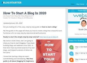 How theblogstarter.com looks like on a tablet such as an iPad.