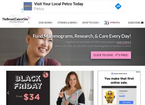 How thebreastcancersite.com looks like on a tablet such as an iPad.