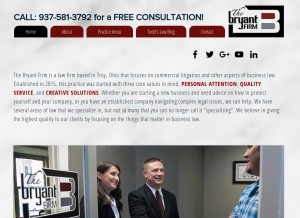 How thebryantfirm.com looks like on a tablet such as an iPad.