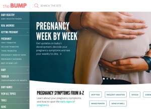 How thebump.com looks like on a tablet such as an iPad.