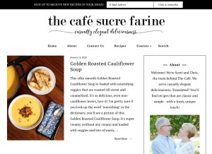 How thecafesucrefarine.com looks like on a tablet such as an iPad.