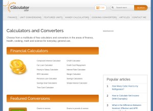 How thecalculatorsite.com looks like on a tablet such as an iPad.
