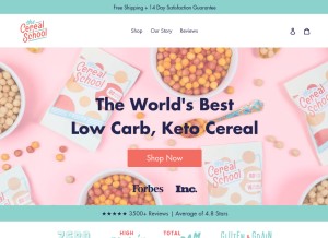 How thecerealschool.com looks like on a tablet such as an iPad.