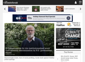 How thechronicleherald.ca looks like on a tablet such as an iPad.