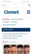 How thecomet.net looks like on a mobile device such as an iPhone.