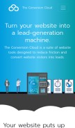 How theconversioncloud.com looks like on a mobile device such as an iPhone.