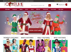 How thecostumeland.com looks like on a tablet such as an iPad.