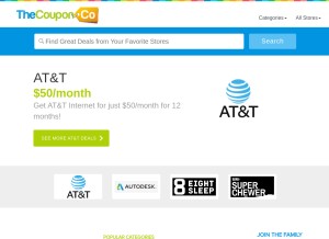 How thecoupon.co looks like on a tablet such as an iPad.