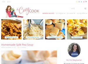 How thecozycook.com looks like on a tablet such as an iPad.