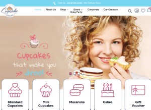 How thecupcakedesire.com.au looks like on a tablet such as an iPad.