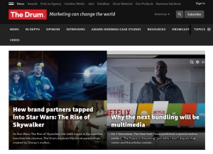 How thedrum.com looks like on a tablet such as an iPad.