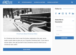 How thefactsite.com looks like on a tablet such as an iPad.