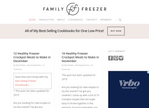 How thefamilyfreezer.com looks like on a tablet such as an iPad.