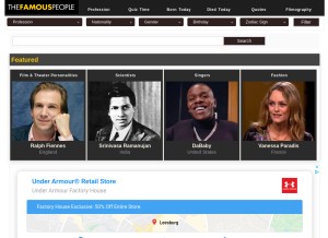 How thefamouspeople.com looks like on a tablet such as an iPad.