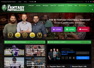 How thefantasyfootballers.com looks like on a tablet such as an iPad.