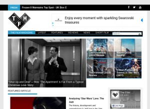 How thefilmagazine.com looks like on a tablet such as an iPad.