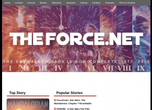 How theforce.net looks like on a tablet such as an iPad.
