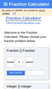 How thefractioncalculator.com looks like on a mobile device such as an iPhone.