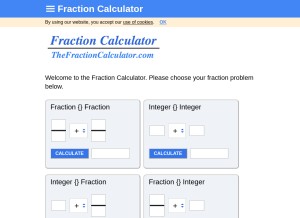 How thefractioncalculator.com looks like on a tablet such as an iPad.