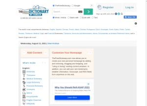 How thefreedictionary.com looks like on a tablet such as an iPad.
