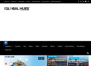 How theglobalhues.com looks like on a tablet such as an iPad.