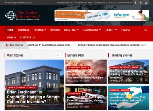 How theglobalinformation.com looks like on a tablet such as an iPad.
