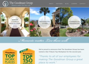 How thegoodmangroup.com looks like on a tablet such as an iPad.