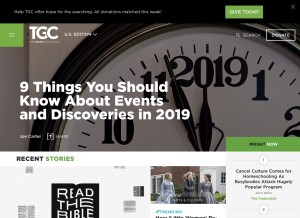 How thegospelcoalition.org looks like on a tablet such as an iPad.