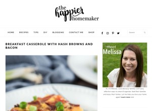 How thehappierhomemaker.com looks like on a tablet such as an iPad.