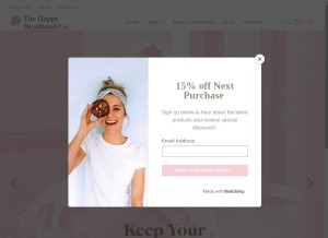 How thehappyheadbandco.com looks like on a tablet such as an iPad.