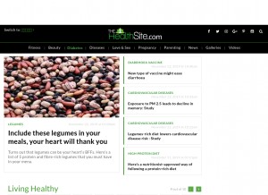 How thehealthsite.com looks like on a tablet such as an iPad.